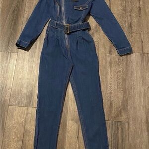 Fashion Nova Dark Blue Denim Jumpsuit